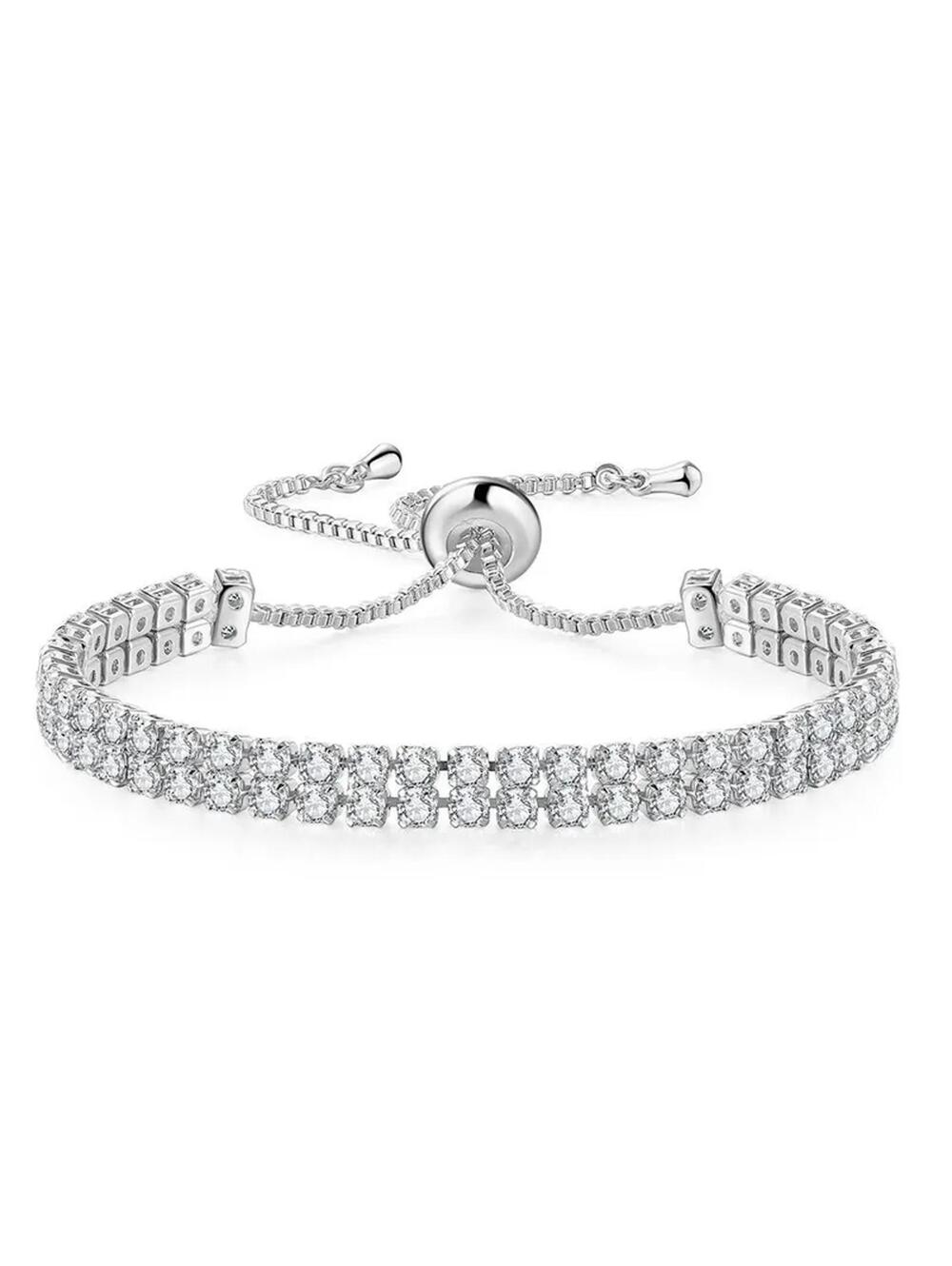 Double row tennis - Bracelet - Rose Gold - CZs - adjustable 6-9"